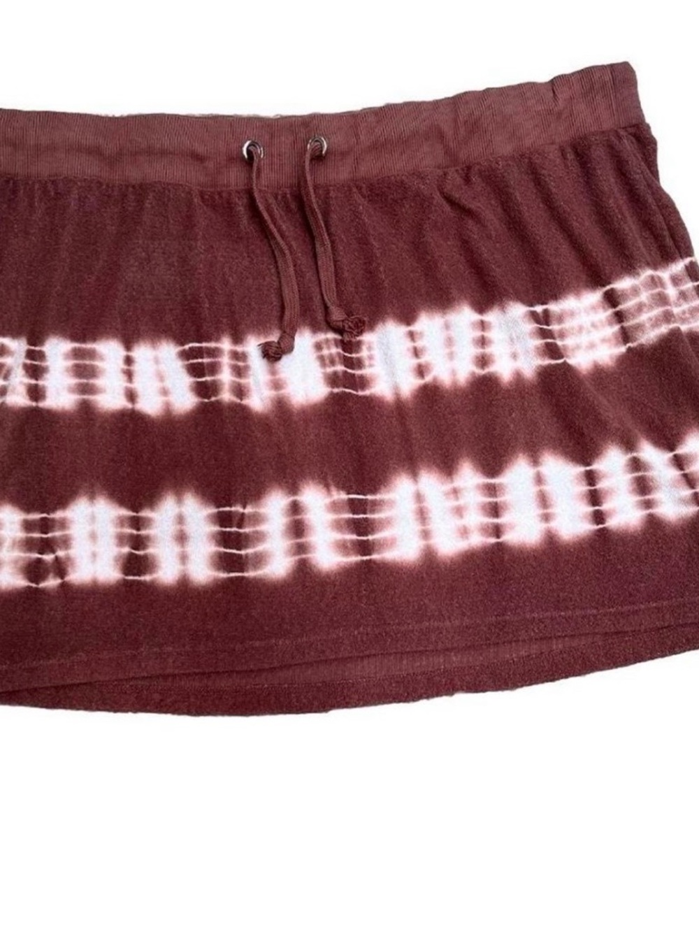 Dolls Kill Delia’s Y2K Burgundy Tie Dye Mini Skirt Stretch Waist Cotton Sz XL - Picture 2 of 7